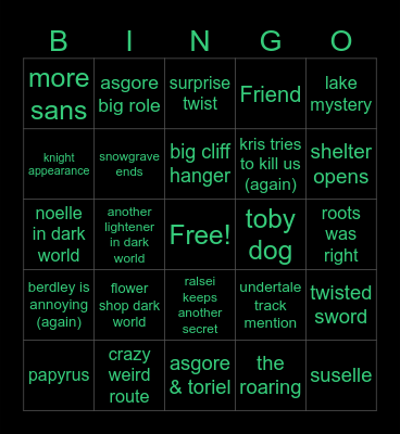 Deltarune!!!! C5 Bingo Card
