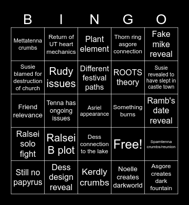 DELTARUNE chapter 5 bingo board Bingo Card