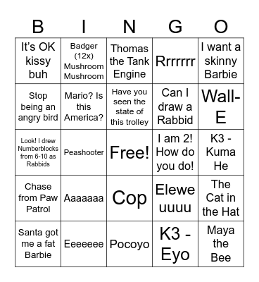 Tai stuff Bingo Card