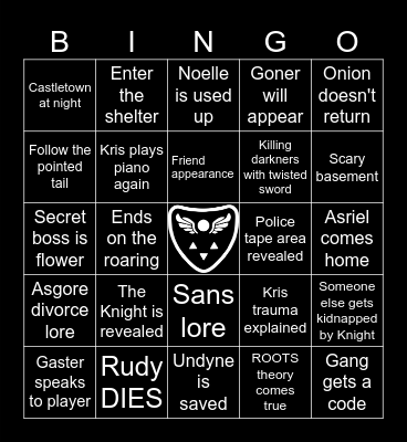 Deltarune Chapter 5 Bingo Card