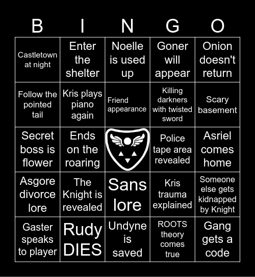 Deltarune Chapter 5 Bingo Card