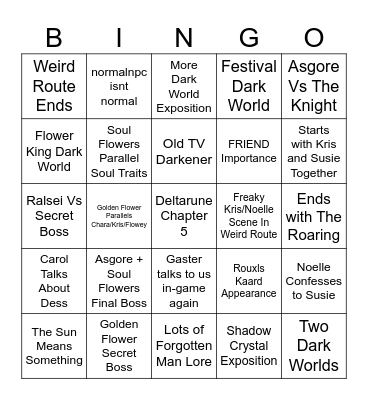 DELTARUNE CHAPTER 5 !!!!! Bingo Card
