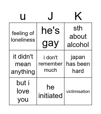 #breakingup Bingo Card
