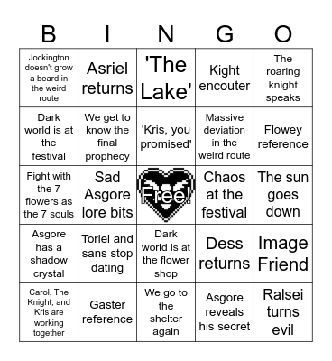 DELTARUNE Chapter 5 Predictions Bingo Card
