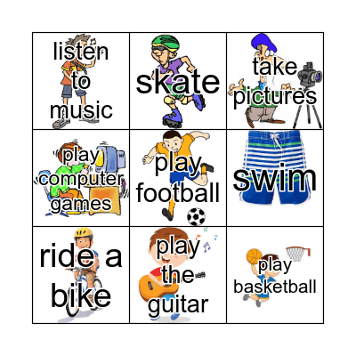 Hobbies and Sports Bingo Card