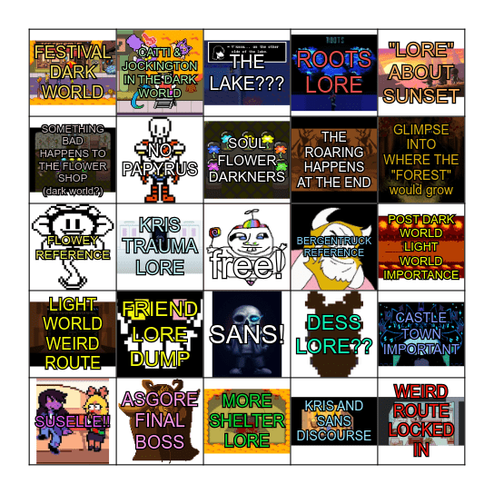 DELTARUNE CHAPTER 5 BINGO! Bingo Card