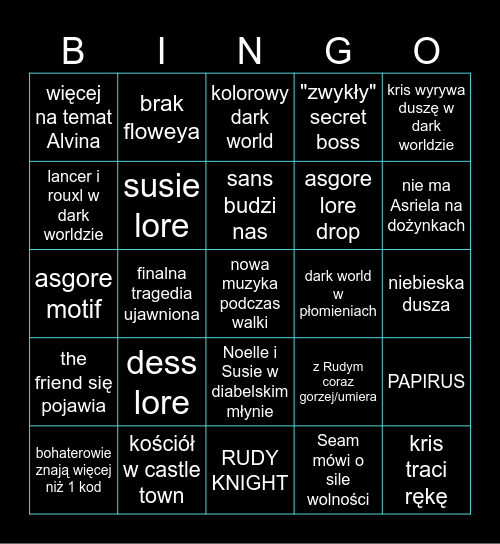 DELTARUNE CH5 DZISIAJ Bingo Card