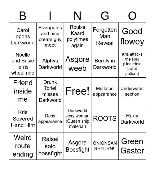 DELTARUNE CHAPTER 5 Bingo Card