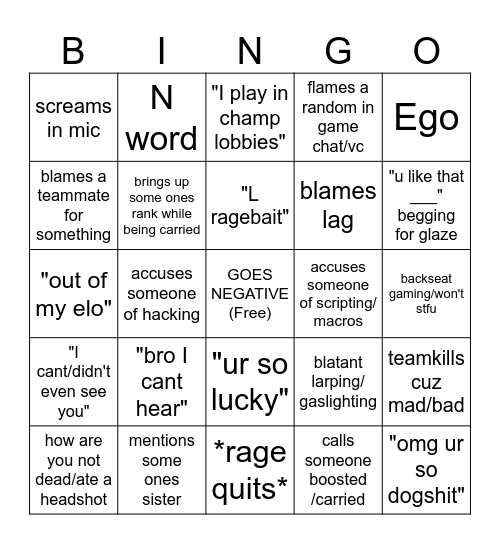 JUSTIN BINGO Card