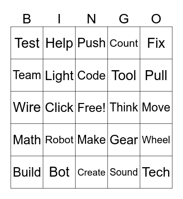 ROBOTIC & STEM Bingo Card