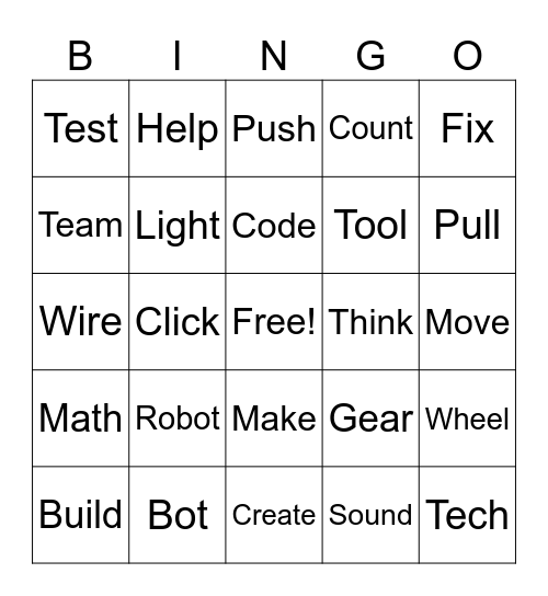 ROBOTIC & STEM Bingo Card