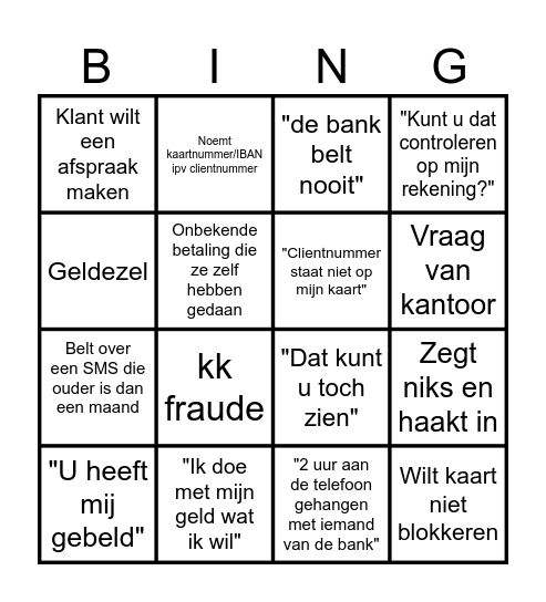Veiligheids bingo Card