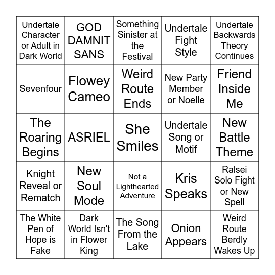 KAI'S DELTARUNE CHAPTER 5 BINGO Card