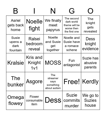 DELTARUNE Bingo Card