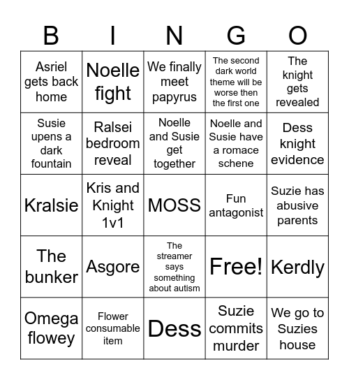 DELTARUNE Bingo Card