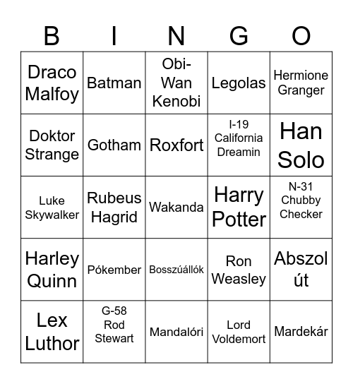 Music Trivia Bingo Card