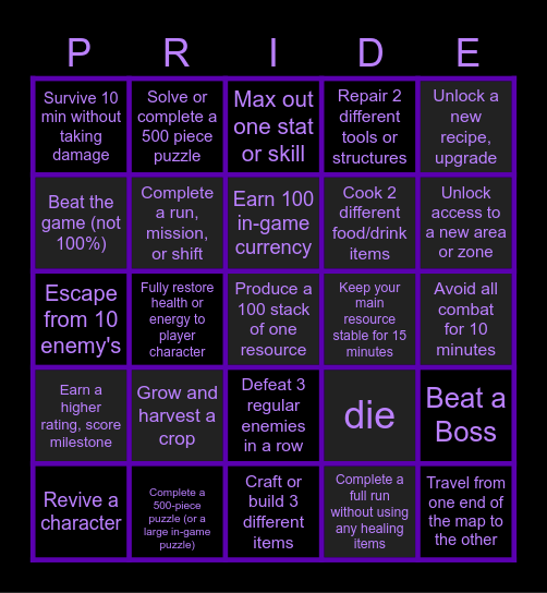 Dee vs Kohl Bingo Card