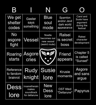 Deltarune Chapter 5 Bingo Card