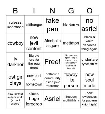 deltaruneee Bingo Card