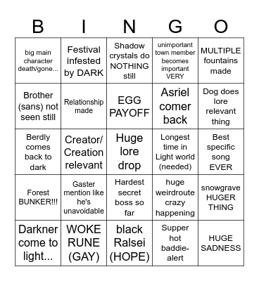 DELTARUNE CHAPTER 5 BINGO Card