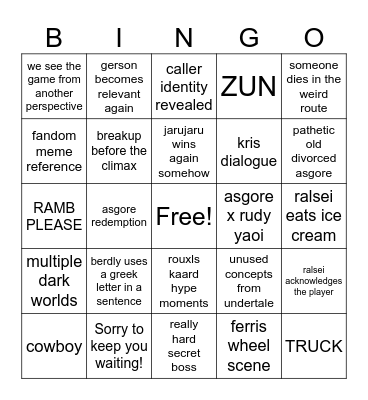 deltarune bingo the squeakquel Bingo Card