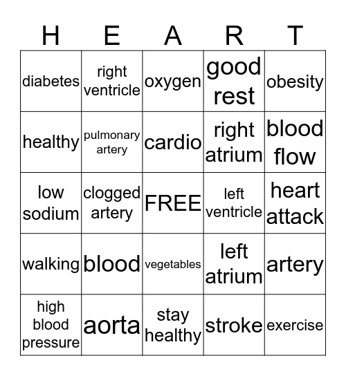 HEALTHY HEARTS Bingo Card