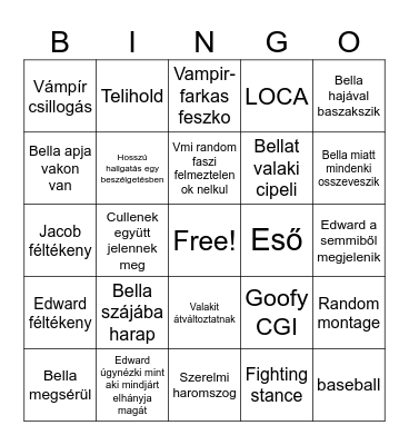 Twilight Bingo Card