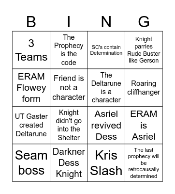 DR Theories Bingo Card