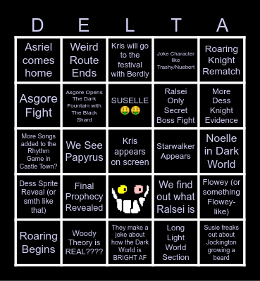 Deltarune Chapter 5 Bingo Card
