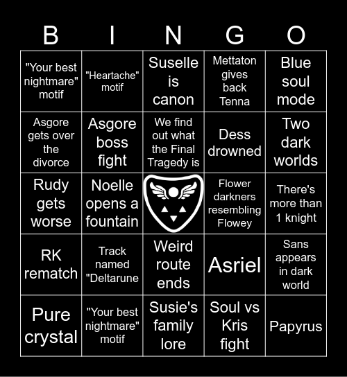 Deltarune Chapter 5 Bingo Card