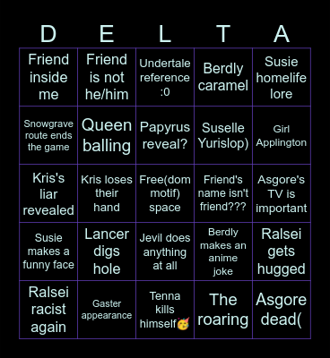 Mint's deltarune chapter 5 bingo Card