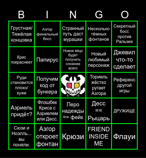 Chapter 5 prediction BIN n' GO Bingo Card