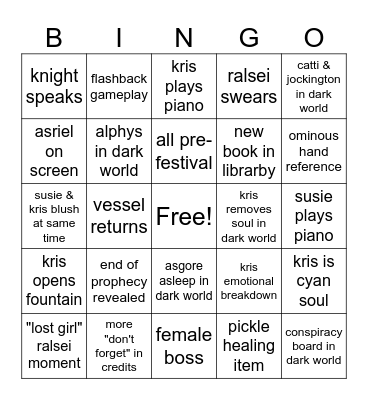 deltarune chapter 5 Bingo Card