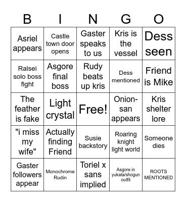 DELTARUNE CH 5 Bingo Card