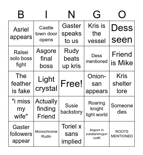 DELTARUNE CH 5 Bingo Card