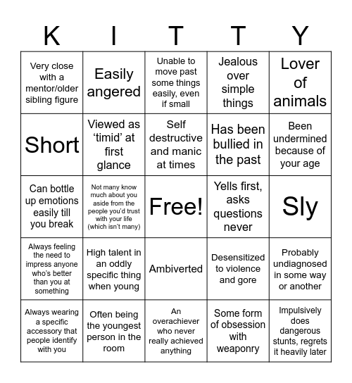 Kitty Bingo! Bingo Card