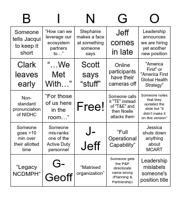 NIDHC OffSite Bingo Card