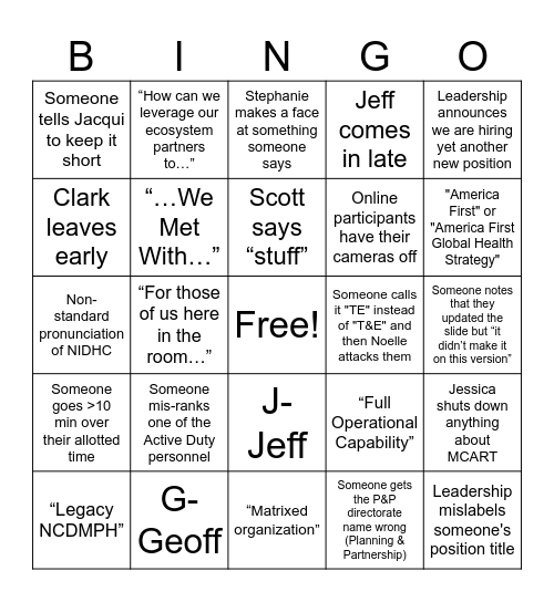 NIDHC OffSite Bingo Card