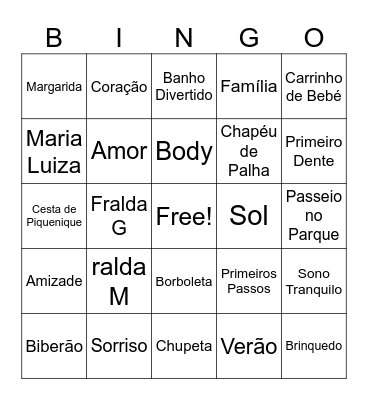Lotto da Maria Luíza Bingo Card
