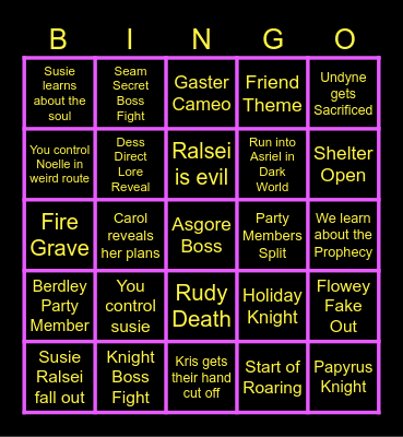 DELTARUNE TODAY Bingo Card