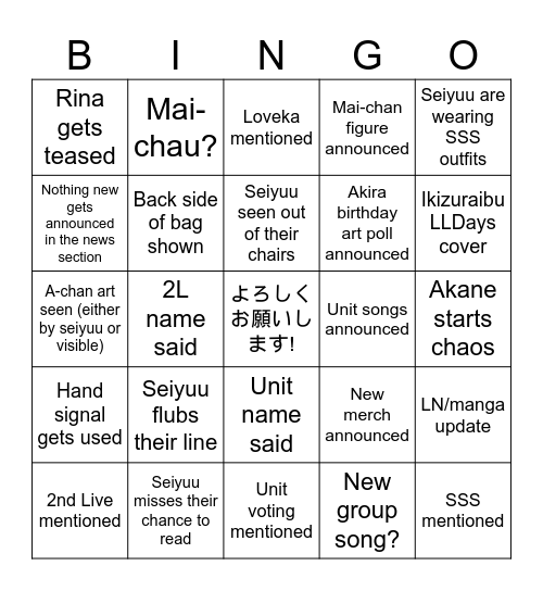 既読待ちLovers Bingo Card