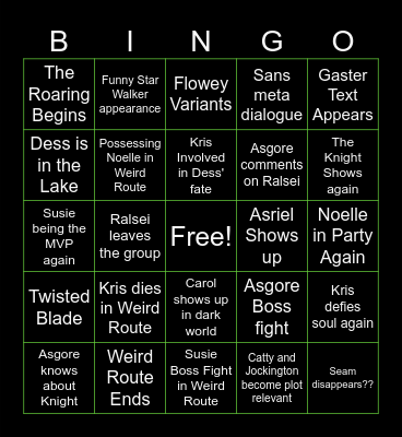 DELTARUNE bingo Card