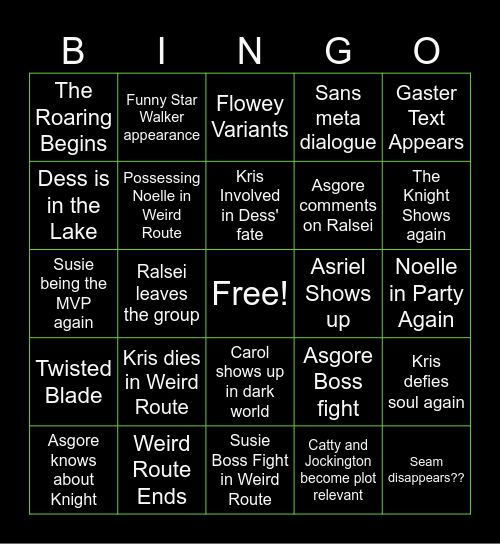 DELTARUNE bingo Card