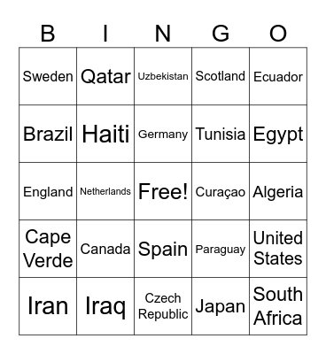 World Cup 2026 Bingo Card