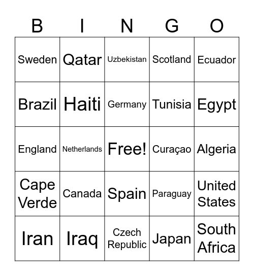 World Cup 2026 Bingo Card