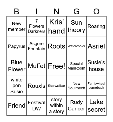 Deltarune Chapter 5 Bingo Card