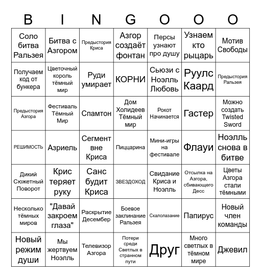 DELTARUNE CHAPTER 5 Bingo Card