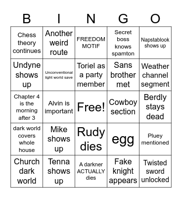 DELTARUNE TODAY Bingo Card