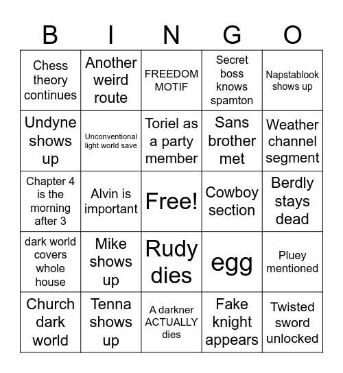 DELTARUNE TODAY Bingo Card