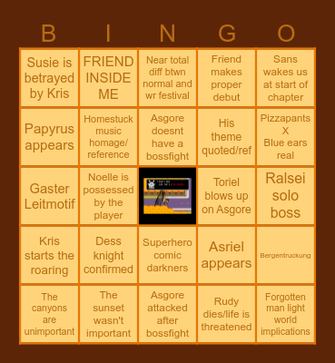 Deltarune Chapter 5 Bingo Card